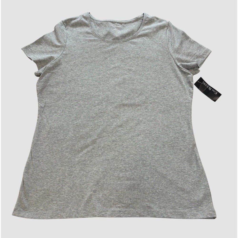NEW Kim Rogers Womens Medium Basic Gray Short Sleeve T Shirt Stretch